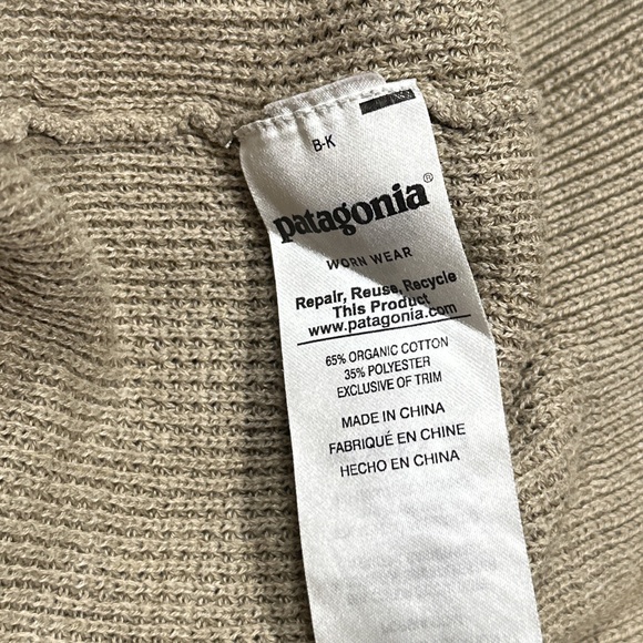 Patagonia Yewcrag Crew Cotton Waffle Knit Beige Sweater Mens 2XL - Picture 7 of 9